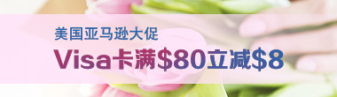 美国亚马逊大促 Visa卡满80美元立减8美元